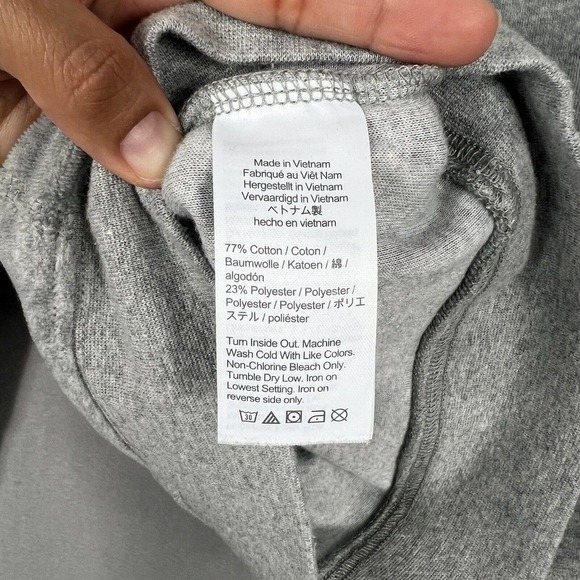 J.Crew Pullover Hoodie XS Gray Velvet Long Sleeve Pockets Relaxed Velour - Picture 9 of 9